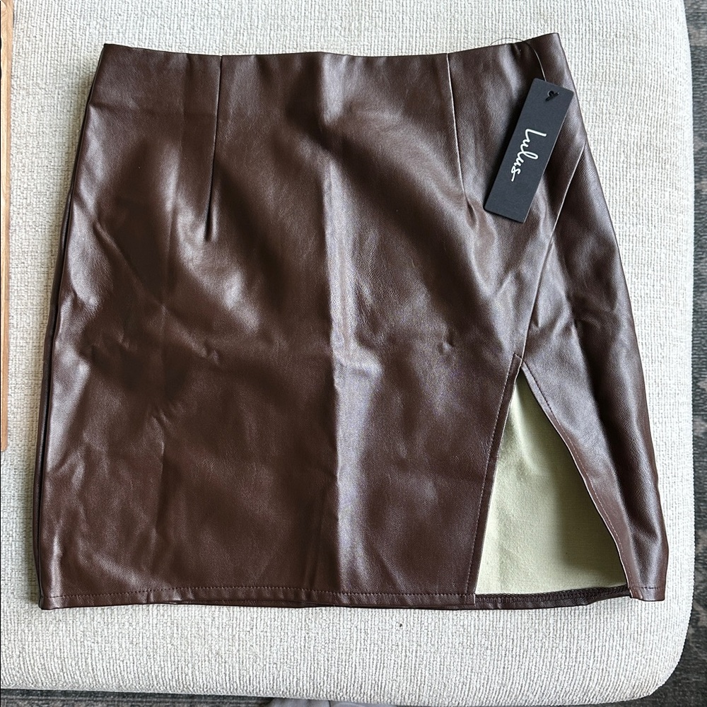 Lulus Dark Brown Vegan Leather Mini Skirt - Picture 5 of 5